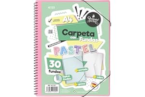 Starplast Cartella Buste Spirale Flessibile - 30 buste trasparenti, A4, chiusura elastica, copertina in polipropilene, copertina personalizzabile, per uso scolastico e ufficio - colore Rosa Pastello