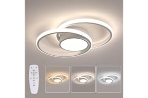 SENQIU Plafoniera LED Soffitto Moderna, Lampada da Soffitto Dimmerabile con Telecomando 40W 4500LM, Lampadario Rotondo LED Bianco in Acrilico per Soggiorno, Camera da Letto, Cucina, Ufficio, 3000K-6500K