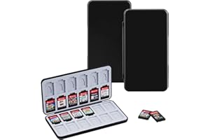 JINGDU Étui de Cartes de Jeu pour Nintendo Switch, boîte de Rangement Durable et Portable pour 48 Jeux avec 24 emplacements pour Cartes de Jeu et 24 emplacements pour Cartes Micro SD-Black