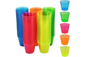 LPAMABA 150 Vasos Chupito Plástico 3 cl, Multicolor Reutilizables (Material PS, Fiestas y Navidad, Colorido)