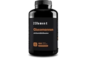 Glucomannan 4200 mg per Daily Dose with Vitamin B3 and Chromium – Konjac Root Fibre – for Weight Control – 180 Vegan Capsules – Zenement