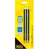 Idena 11383 Pencil Set with Sharpener and Eraser, 3 x HB Hardness and Rubber Tip, FSC Wood