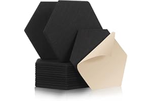 Rdutuok 12 Panneau Acoustique Mural Autocollante,30 x 26 x 1cm Panneaux Acoustiques Hexagonal Auto-Adhésif Pour Studio d'enregistrement,Bureau,Studio et Décoration,Noir