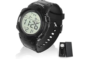 Jughigh Black Referee Watch Waterproof Large Face Digital Luminous Casual Stopwatch Match Official Sports with Rectangular Box Soccer Game Alarm Cycle Countdown Timer for Coaches Mens Boys