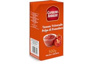 CAPRICHO ANDALUZ Tomate Triturado Natural HORECA Brik 500g - Sin Conservantes Tetrabrik Profesional Restaurante - Base Salsa Cocina Chef - Ingredientes Naturales Larga Conservación