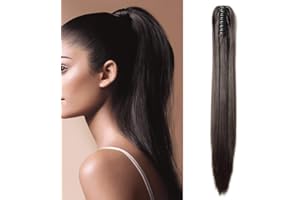 SEGO Extension Coda di Cavallo Clip Capelli Lisci con Pinza Ponytail Extensions Fascia Unica Posticci 53 cm 140g - Marrone Scuro