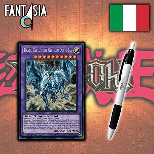 Blue-Eyes Twin Burst Dragon SECRET - SHVI-IT099 - Yu-Gi-Oh! Card in ITALIAN + Fantàsia Pen!