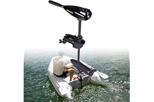 FETCOI Moteur électrique 12 V 58 LBS - Moteur de bateau à roulettes - Moteur à brosse télescopique - 3 lames - Pour bateaux jusqu'à 100 kg
