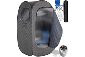 TecTake® Sauna à Vapeur Pliable et Portable, Sauna Portable 1000W 15 Niveaux températures et minuterie, Appareil à Vapeur, Télécommande, Chaise Pliante, Tapis Protection, 2 Sacs de Transport