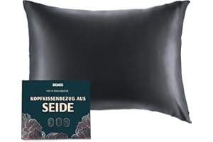 ‎DREAMZIE DREAMZIE Seidenkissenbezug 40 x 80 cm für Haar und Haut, Kissenbezüge Seide 19 Momme (Dunkelgrau, 1 Stück)