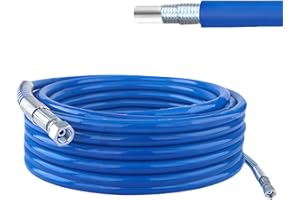 PRITOK Hybrydowy wąż pneumatyczny 10 m: 1/4 cala, wąż powietrza z szybkozłączką i wtyczką złączną, wzmocniony tkaniną PU, wąż spiralny z ogranicznikami zginania, niebieski