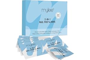Mylee 200pcs Gel Polish 2-in-1 Nail Prep & Wipe Wipes, UV LED Gel Nails Soak Off Varnish & Sticky Residue Remover, Cleanses Nail Plate Pre-Manicure Pedicure and Removes Sticky Inhibition Layer