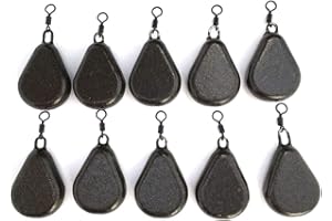 BZS Poids de pêche à la Carpe Poire Plate avec émerillon Disponible en Finition Lisse et texturée