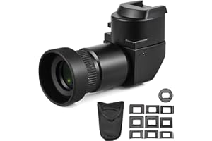 Camnoon Rechtwinkliger Kamerasucher 1,25-fache/2,5-fache Vergrößerung 360° Drehung mit Tragetasche 10 Montageadaptern Ersatz für Canon Nikon Pentax Olympus Leica Fujifilm DSLR-Kamera