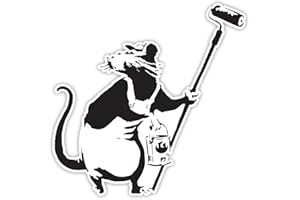 PREMIUMSTICKERS Pack of 2 Banksy Rat with Paint roll Design | Wall Art Graffiti Vinyl Sticker | Urban Art Window, Car, Laptop Decal (Medium - 10x10cm)