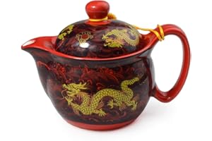 YXHUPOT Czajniczek Chiny Porcelana 300 ml Smok ze stali nierdzewnej Filtracja Mash Infuser do luźnej herbaty (czerwony)