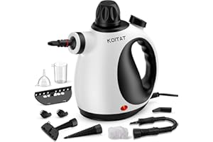 KOITAT Nettoyeur vapeur portable à pression avec 10 accessoires pour meubles rembourrés avec verrouillage de sécurité pour la maison, la voiture, embouts