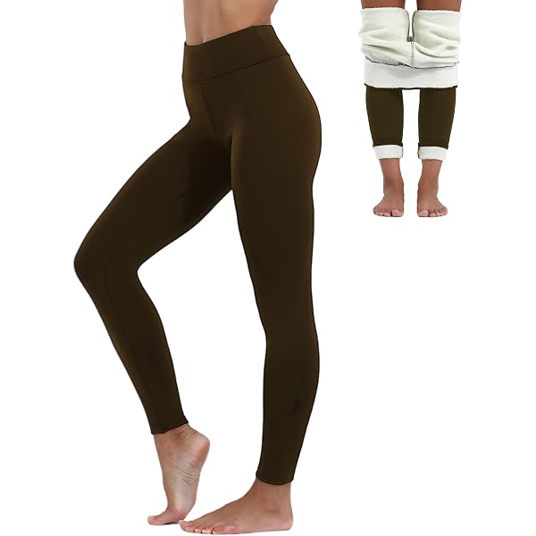 AACH Winter Thermoleggings Für Damen – Gefütterte Plüsch Yogahose Mit Weihnachtsmotiv