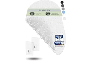 SilverRack Tappetino da bagno 69 x 36 cm (bianco effetto pietra), antiscivolo, vasca da bagno, senza BPA, resistente alla muffa e lavabile in lavatrice, tappetino da bagno antiscivolo
