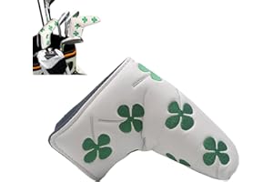 Hominas Golf Putter Cover, Golf Putter Head Cover Fundas De Cuero para Cabeza De Mazo para Todos los Putters (Blanco)