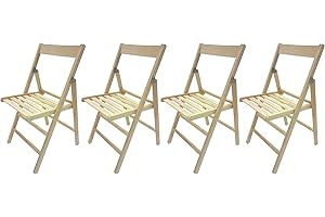 SF SAVINO FILIPPO 4 sedie Pieghevoli birreria Sedia in Legno di faggio richiudibile Colore Naturale Comoda per Campeggio casa Giardino Prodotto Italiano