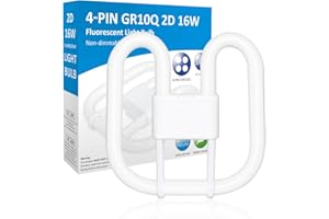 DDLISU GR10q 4 Pin 16W 3500K Warm White Compact Fluorescent Bulb, CFL Save Square 4 Pin Lamp Bathroom Light Bulb, GR10q DD Flat Butterfly Bulb for Flush Ceiling Light, Home, AC 230V(Small Size:13.3cm*13.3cm)