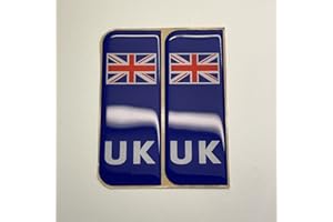 OFFICIAL PLATES LTD 2x3D Gel Badge with UK Union Jack Flag for Number Plates - Valid for driving in EUROPE