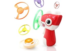 Vilbocr Outdoor Flying Toys Fruit Dinosaur Theme 3IN1Flying Disc Launcher Kids Toy Launcher with Outdoor Indoor Games Activities (Strawberry Red)