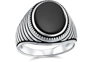 Bling Jewelry Retro stile striscia scanalata banda ossidata Agata rossa Onice nero gemma anello ovale per gli uomini pesante .925 argento fatto a mano in Turchia