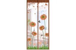 Ohmais - Tenda zanzariera con calamite, per porta, installata con chiusura magnetica, CAFFÈ