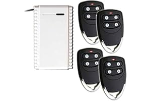 KOOMANDO Hiland - Kit Receptor (4 mandos a Distancia de codificación Rolling Code 433,92 MHz, Receptor de 1 Canal NO-C-NC Universal 12-24 V + Mando a Distancia de 3 Canales