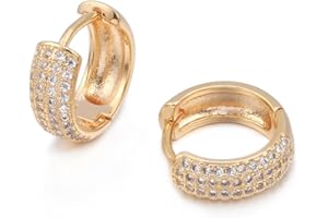 OURAN Hoop Earring for Women,Gold Silver Dangle Earring Girls Earrings Stainless Steel Earring with CZ Crystal