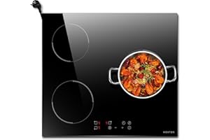 Noxton Piano Cottura Induzione 3 Fuochi,Piastra ad Elettrico 60cm Toccre Controll con Spina, 3500W Piastra Induzione di Timer,9 Livello di Potenza,Spegnimento Automatico,Indicazione Calore