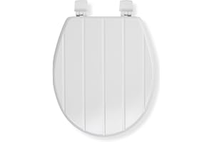 Croydex Windermere Wooden Toilet Seat - No More Movement Grip Pad Hinges, Adjustable Hinges Fit All Standard Toilets, Bottom Fix, Durable Sustainable Wood and Antibacterial Surface (White Wood)
