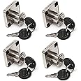 4 Pcs Cabinet Lock Key Drawer Desk Lock, Zinc Alloy Wardrobe Furniture Cabinet Locker Door Hardware Lock with 8 Key (Black)