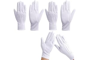 PHIOMUUE 2 Pairs White Gloves - Stitched Snap Closure, Soft & Breathable, Perfect for Formal Events, Catering, Tuxedos & Jewelry Inspections. Reusable & Fancy Dress Accessory