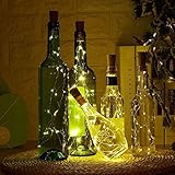 【Efecto Visual Romántico y Bueno】 Estas luces blancas cálidas, puedes envolverlas alrededor de las botellas de vino o ponerlas en botellas vacías, las botellas iluminadas crean un ambiente romántico y cálido. Luces de hadas en una botella, sentirías calor en un clima frío o incluso de mal humor