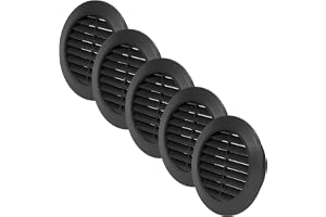 Vent Systems 7 cm (2,75 tum) paket med 5 svarta galler/kanaldörr luftregister – minicirkel – ventilationsgaller – inomhus ven
