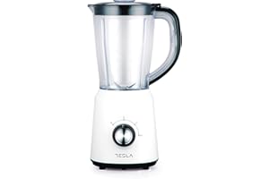 TESLA BL201BW - Batidora (500W, plástico, vaso capacidad 1,50L, 4 cuchillas de acero inoxidable, 2+niveles de velocidad de pu
