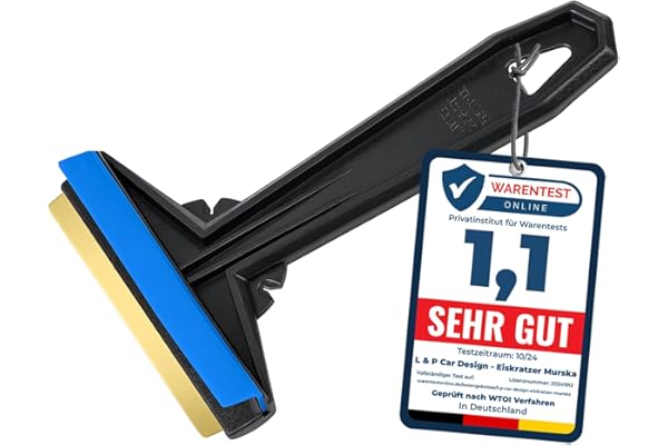 Rascador Hielo Coche - Murska - rápido, facil y eficaz - Rasqueta Hielo Coche - Quita Hielo Parabrisas Coche - Premium HIPS y Hoja de latón - labio de goma - de Finlandia - L&P A054 - Color aleatorio