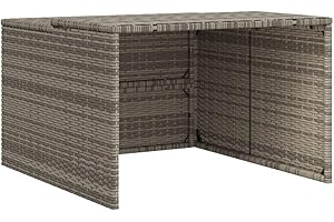 vidaXL Caseta de Robot Cortacésped, Almacenamiento de Cortacésped, Cobertizo para Cortadora de Césped, Caseta de Jardín, Ratán Sintético Gris