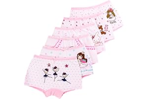 LeQeZe Mädchen Unterhosen Boxershorts Baumwolle Schlüpfer 6er-Pack Unterwäsche