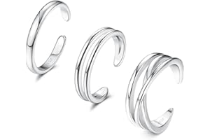 ORAZIO 3PCS Einstellbare Zehenringe für Frauen Silberfarbener minimalistischer offener Zehenring Satz Sommer Strand Fuß Schmuck Set Geschenke für Frauen Mädchen