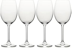 MIKASA Julie Luxury Lead-Free Crystal White Wine Glasses, 470 ml, Clear, Set of 4