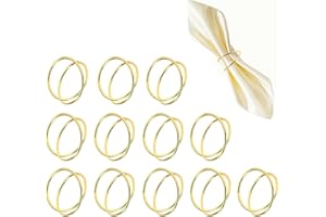 HUATEEN Servilleteros Individuales Oro,12 Servilletero de Metal Servilleteros de Mesa Anillos Servilletas de Hoja Elegantes para Bodas Cenas Familiares Decoración de Mesas