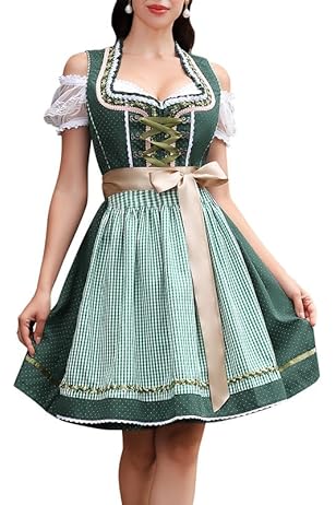 Dirndl Kleid Damen Modern - Elegantes Trachtenkleid Mit Schürze Für Oktoberfest