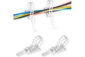 25 Stück Kabelbinder und Kabelclips mit Klebehalterung-Verstellbare Nylon Kabelbinder mit Schrauboption-Selbstklebende Kabelclips-Kabelmanagement（Weiß）