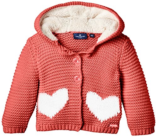 TOM TAILOR Kids Baby Girls heart intarsia knit hoody/508 Hoodie, Red (smooth Papaya 5510), 18-24 months (Manufacturer size: 92)