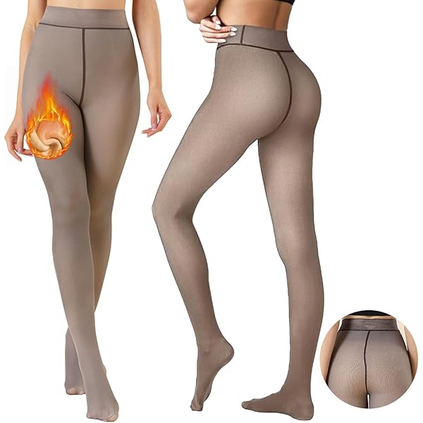 Collant Termici Invernali Donna In Pile - Vita Alta, Modellanti, Calzamaglia Coprente Per Gambe, Taglie Forti S/M E L/XL, Traslucidi - 3