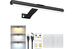 Starxing Picture Light with Remote, Wireless Battery Painting Light with 3 Lighting Colors, 4400mAh Rechargeable Art Light Display Lamp, Dimmable Timer Lamp for Artwork Gallery (Black)